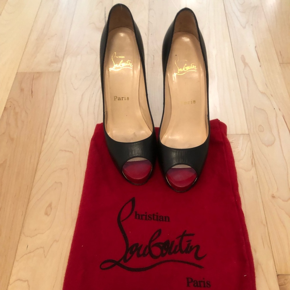 Black peeptoe Christian Louboutin pumps